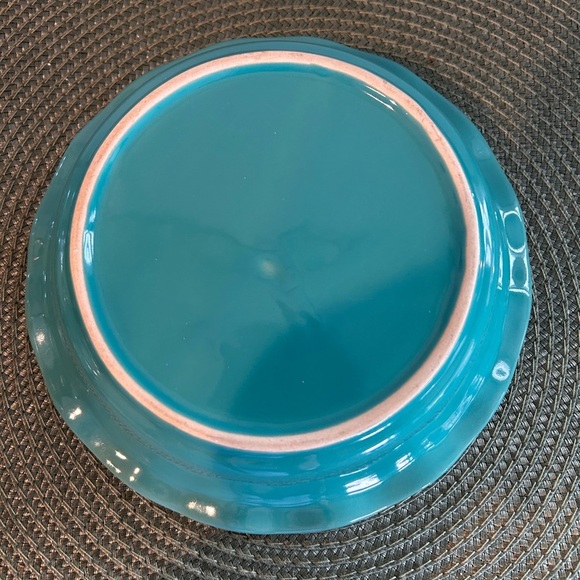 WAVY EDGE SMALL PIE PLATE TURQ BLUE STONEWARE PERSONAL 6 1/4” PREOWNED NO FLAWS - Picture 6 of 8